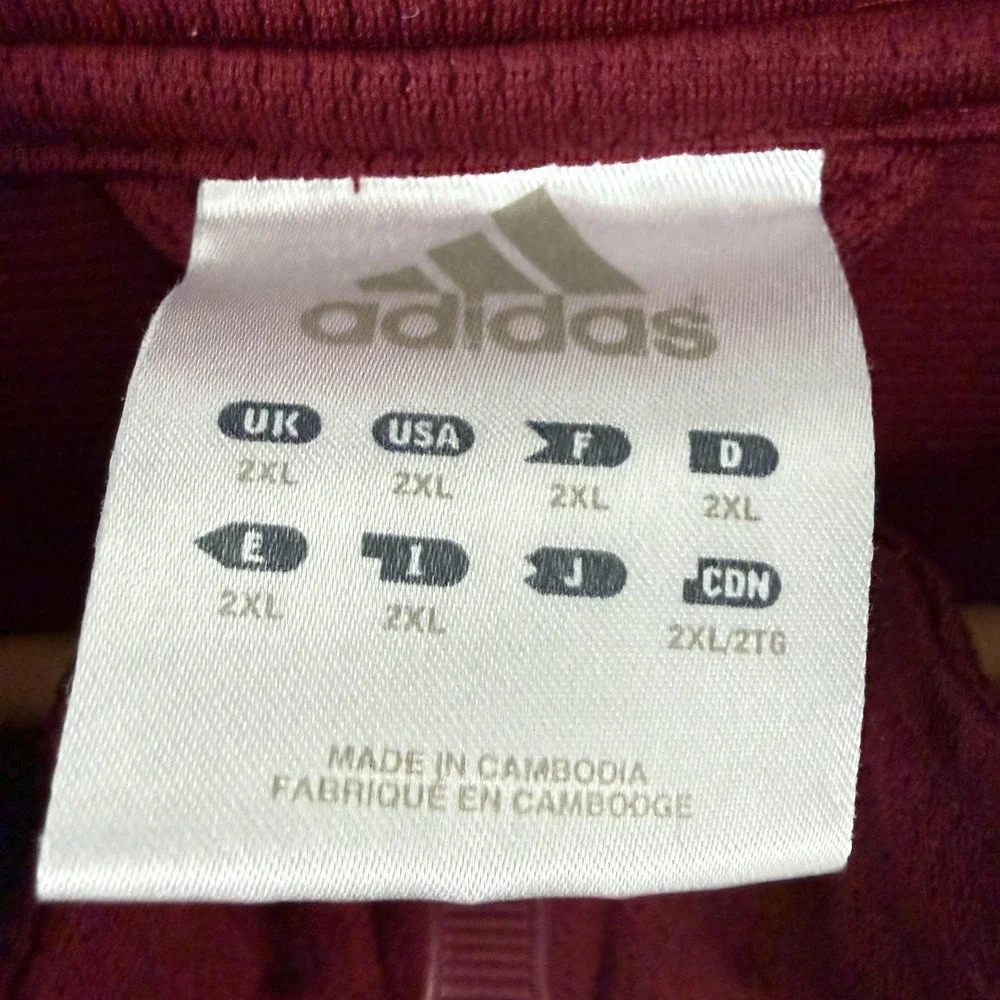 Vintage Y2K Adidas Jacket Mens 2XL Red Black 3-Stripes Track Full Zip Adult XXL